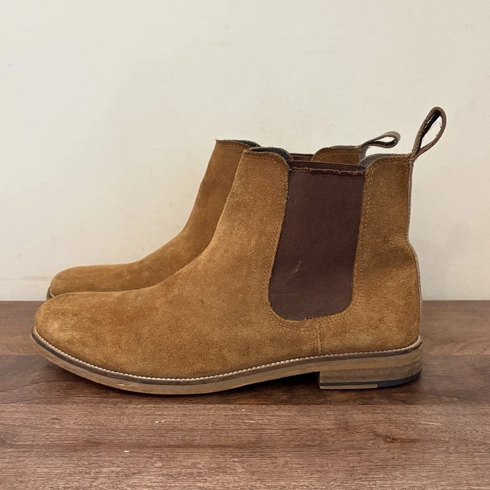Crevo Chelsea Boots Suede Leather Chestnut Brown Slip‑On Ankle‎ Boot Mens 10M